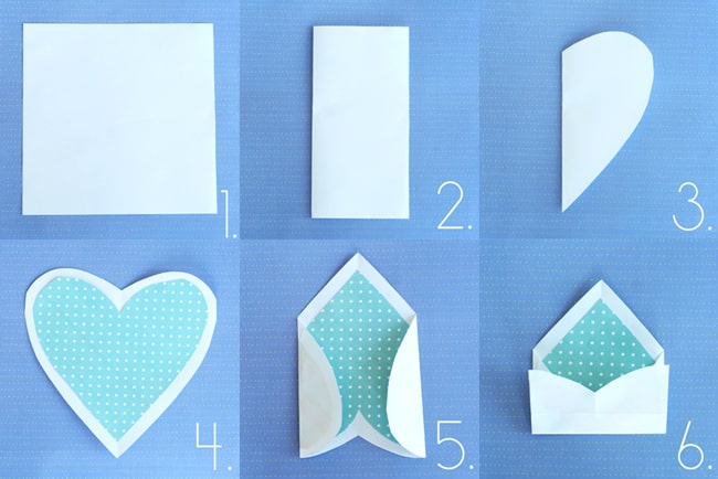 dobradura de papel origami de envelope de coração