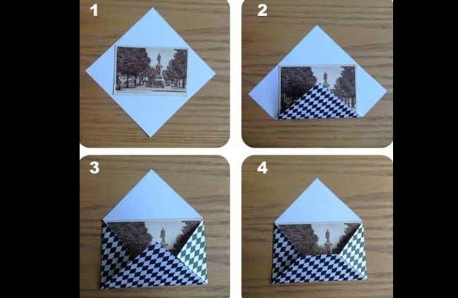 dobradura de papel origami envelope facil