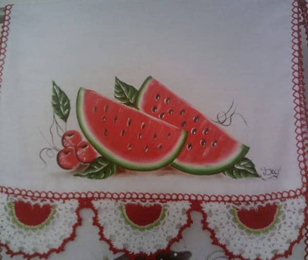 pano de prato pintado com melancia