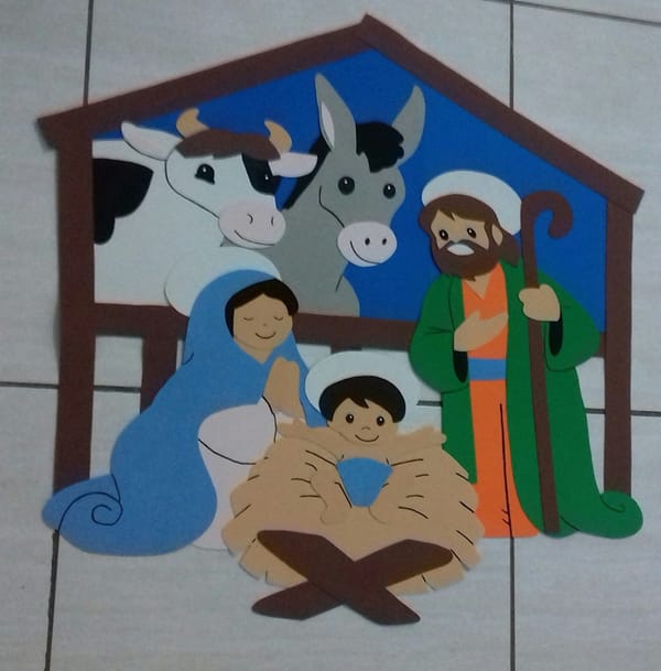 mural de Natal para escola presepio