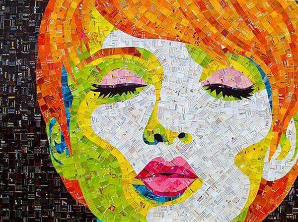 mosaico de papel rosto