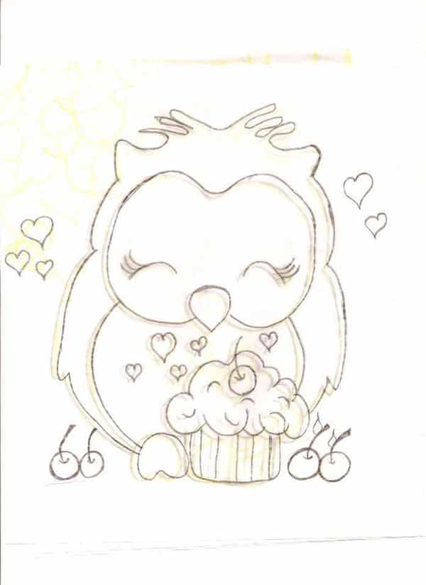 desenho de coruja cupcake