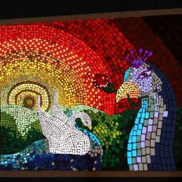 mosaico de papel pavão