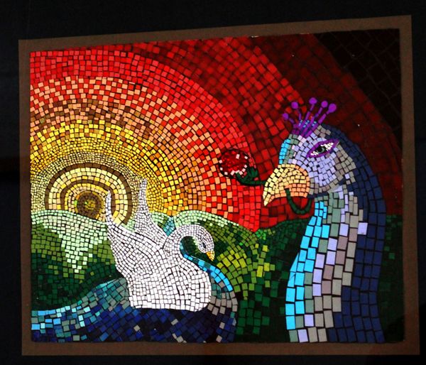 mosaico de papel pavão