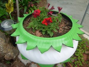 vaso de pneu flor