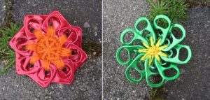 flores recicladas de lacre de latinha