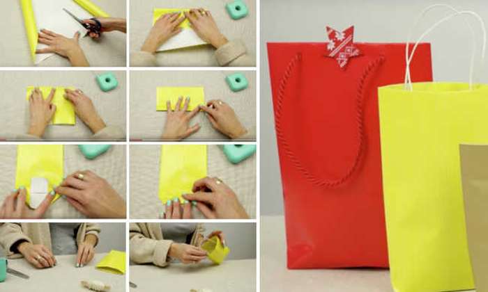 Como fazer sacola de papel facil 2 Fazer