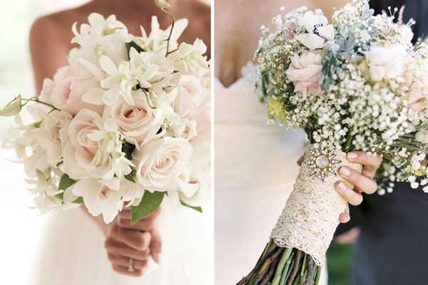 Buquê de noiva com flores brancas