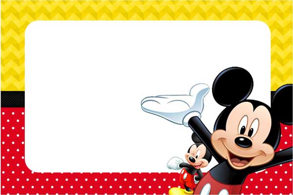 Convite Mickey colorido moldura aniversário