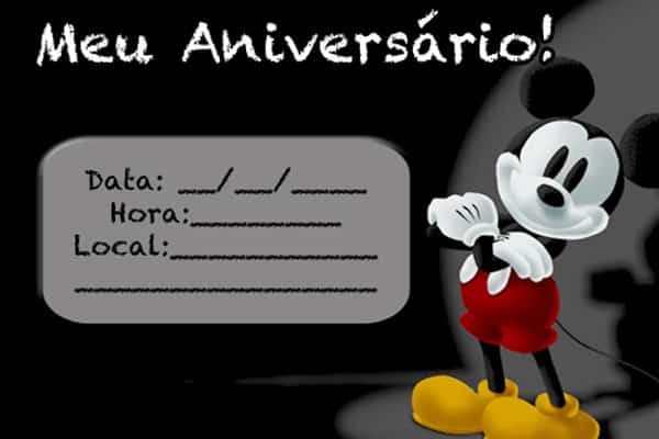 Convite Mickey simples editar