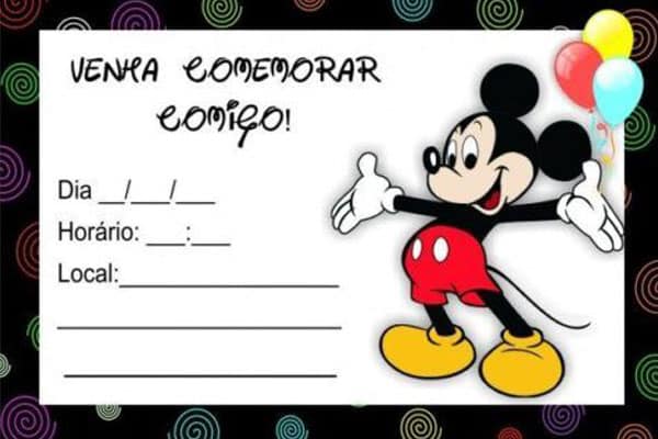 Convite Mickey para editar