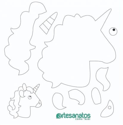 Molde de Unicórnio para Imprimir: feltro, EVA, papel