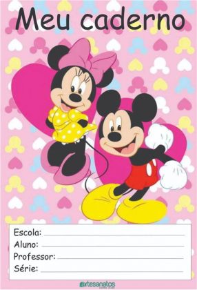 capa de caderno para imprimir minnie e mickey - Como Fazer Artesanatos