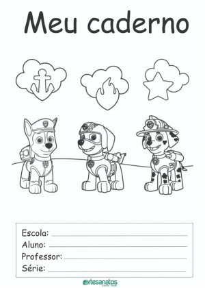 capa de caderno para imprimir patrulha canina - Como Fazer Artesanatos