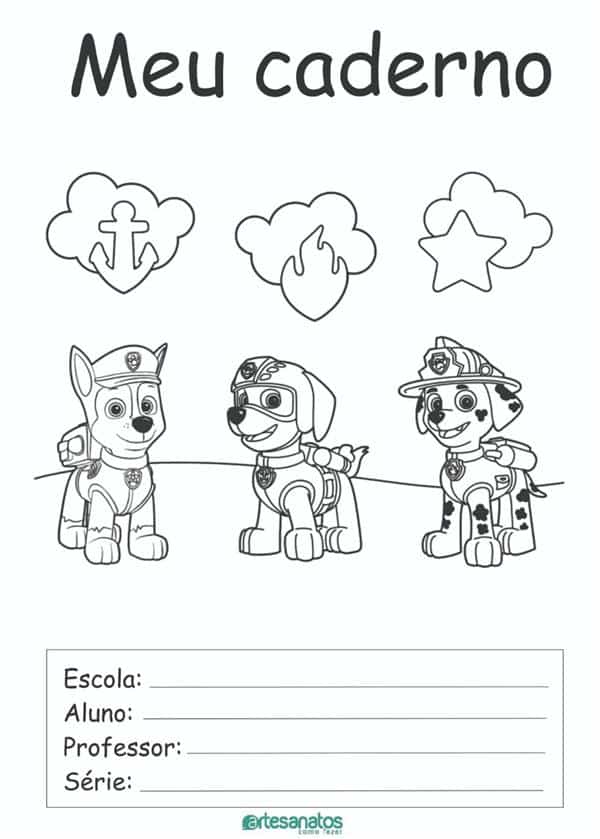 desenhos para capa de caderno patrulha canina