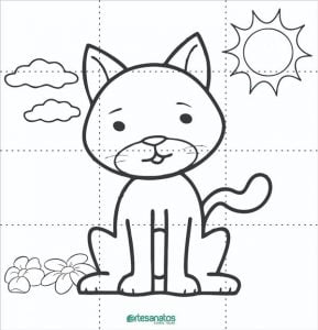 gato para colorir montar - Como Fazer Artesanatos