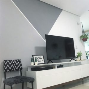 parede pintada com fita para sala