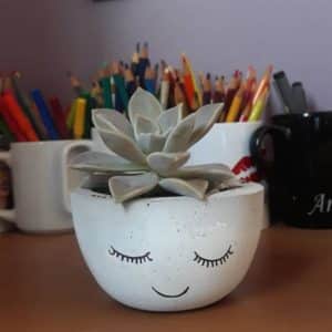 vasos de cimento com carinha