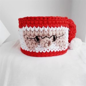cachepo de croche papai noel