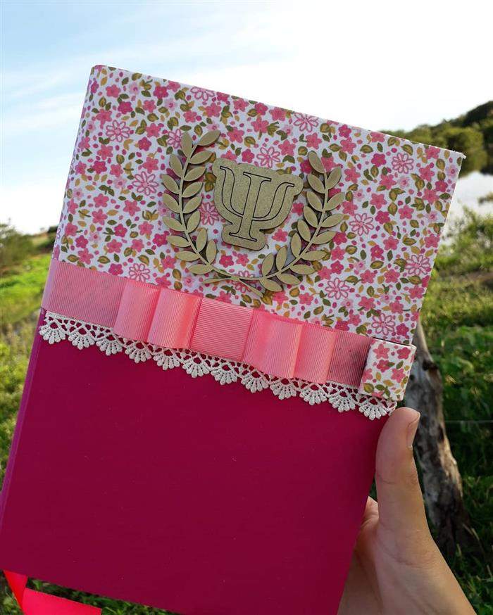 capa de caderno com tecido