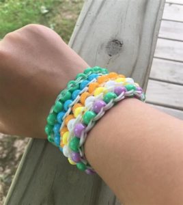 pulseira de liguinha com miçanga