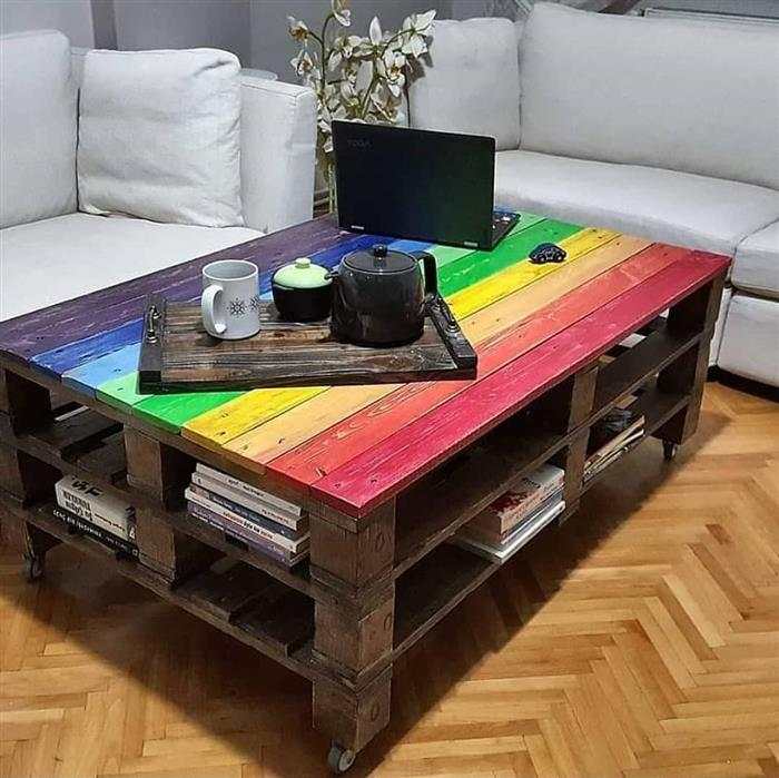 mesa de centro de madeira de pallet