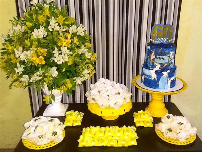 decoração de aniversario masculino amarela e azul