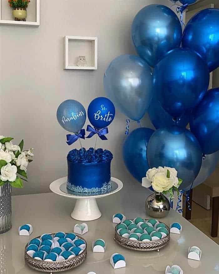 decoração de aniversário masculino azul e branco