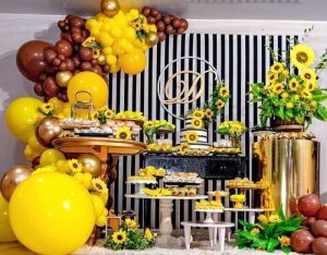 decoração de aniversário simples e barata feminina girassol
