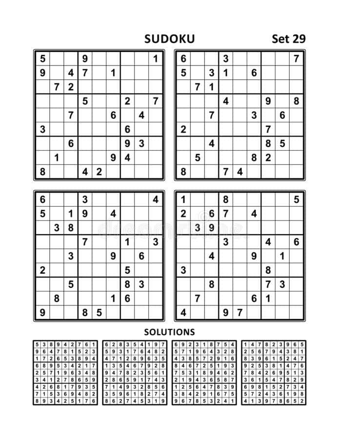 Jogo Sudoku Com Respostas. Complexidade Difícil. Simples