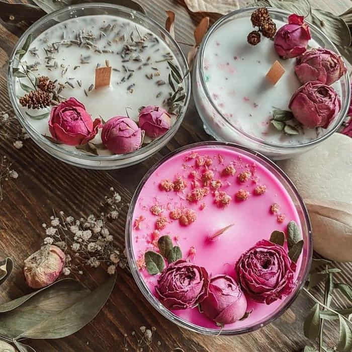 velas aromaticas com flores