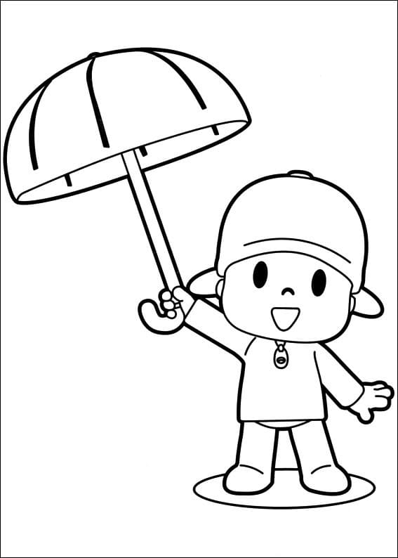 Desenhar E Colorir Pocoyo Dando Um Buquê De Flores Para Nina