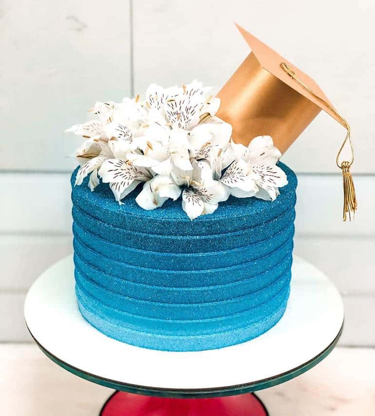 Foto bolo de formatura azul