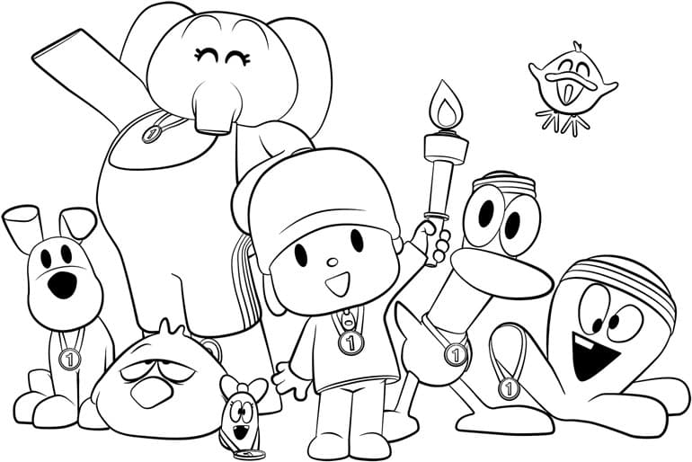 Desenhar E colorir Pocoyo E Seus Amigos 👶👧🏼🐶🐘🦆🐙 Desenhos Para  Crianças 