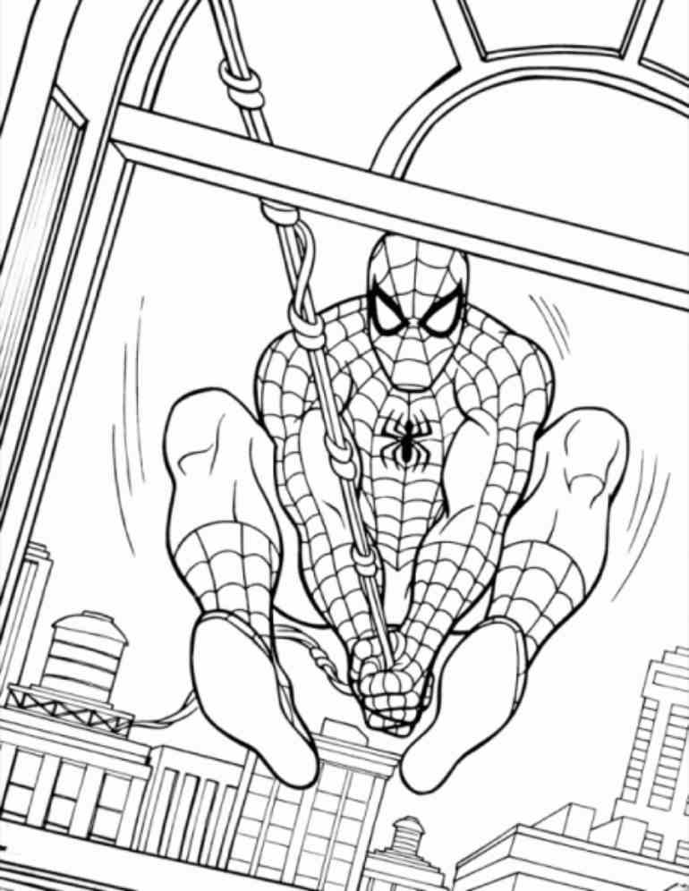 Homem Aranha para colorir no prédio