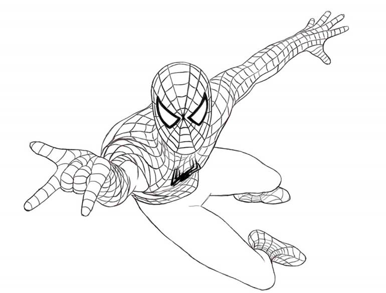 homem-aranha-para-colorir-jogando-a-teia - Artes Visuais