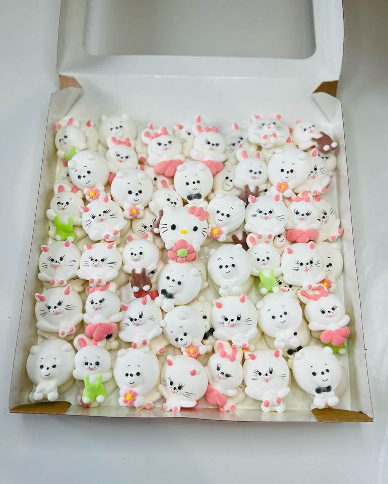 Marshmallow em formato de gatos