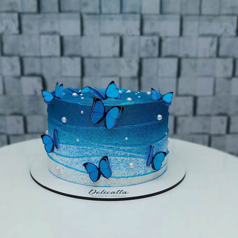 Topo de Bolo Borboletas Azul 10u - Rizzo Confeitaria - Loja de Confeitaria