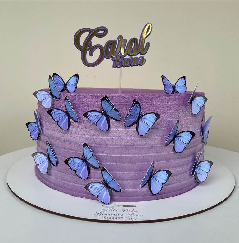 glitter bolo de borboleta roxo