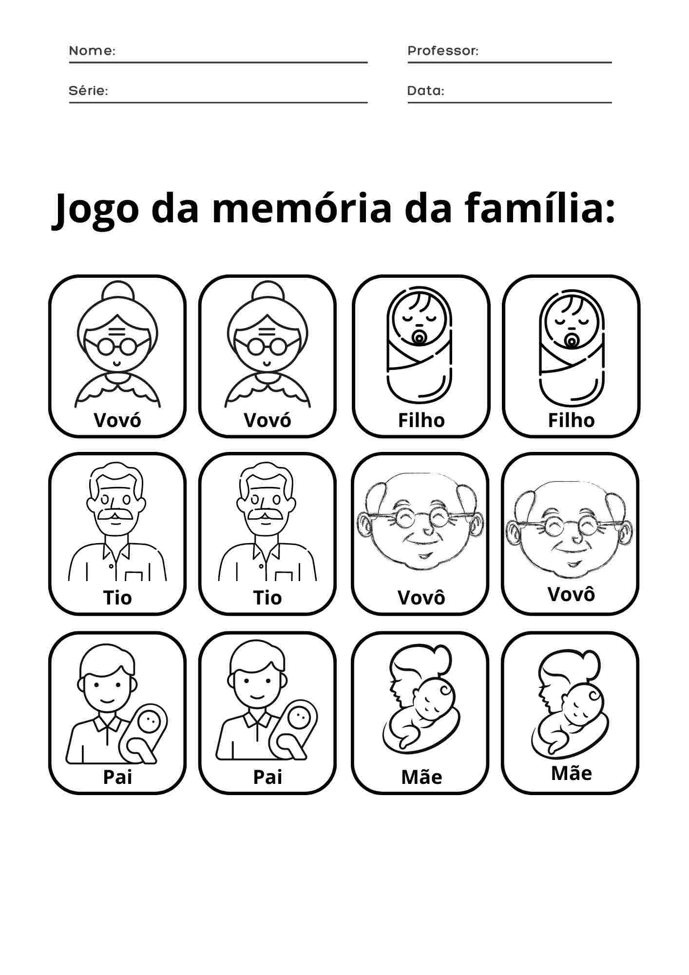 atividade para o dia da familia com jogo da memória