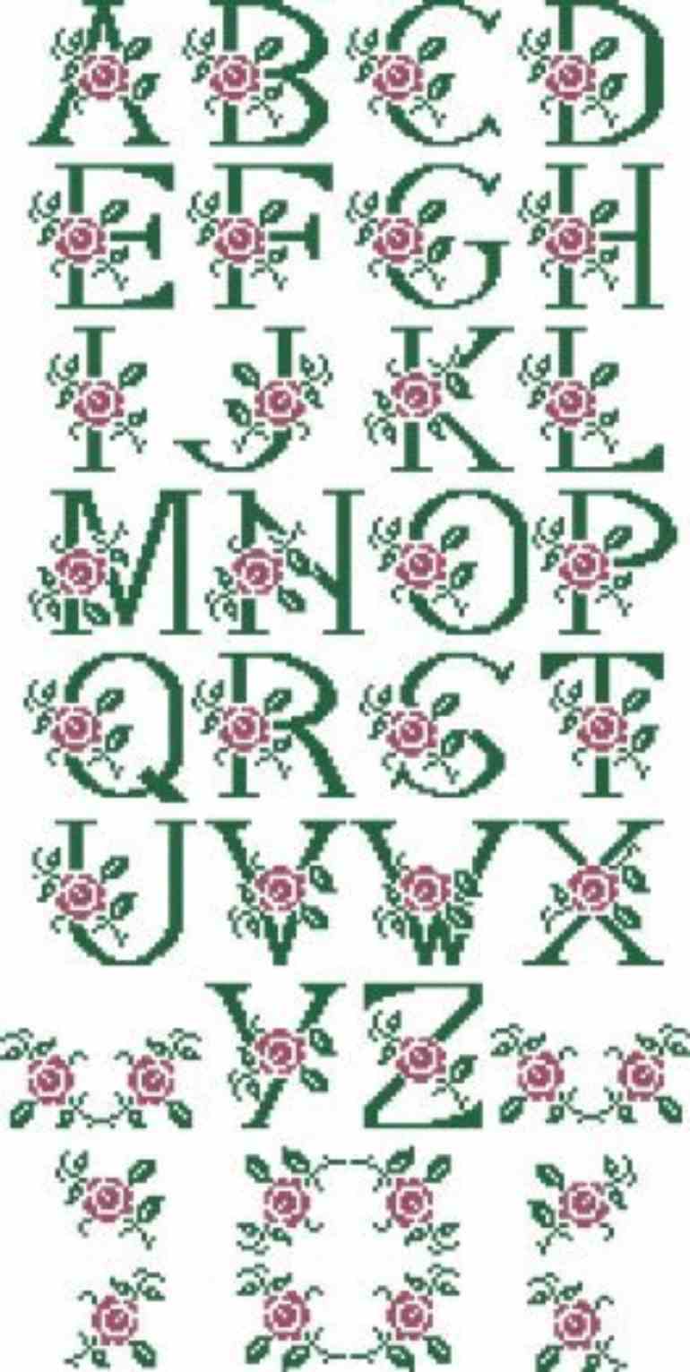 alfabeto em ponto cruz para toalha de boca letra grande