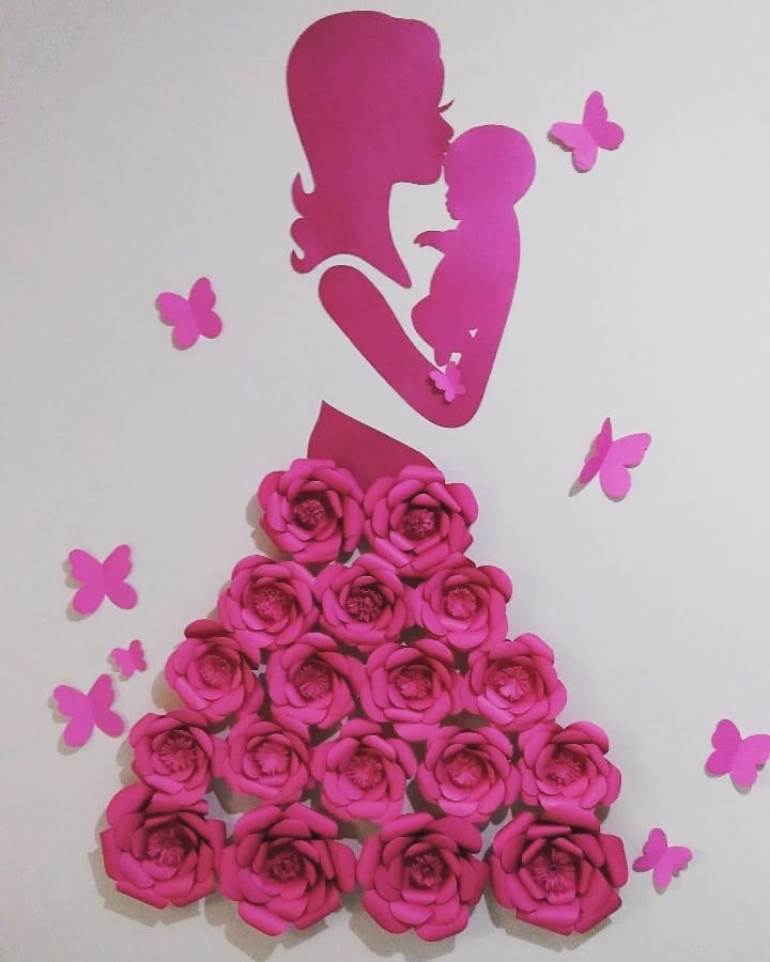Painel de dia das mães com rosas