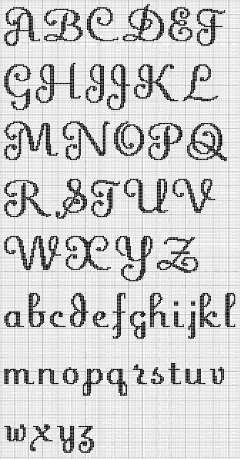 Alfabeto ponto cruz letras cursivas