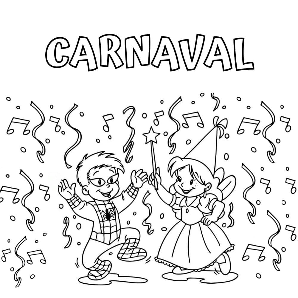 desenho de crianças no carnaval