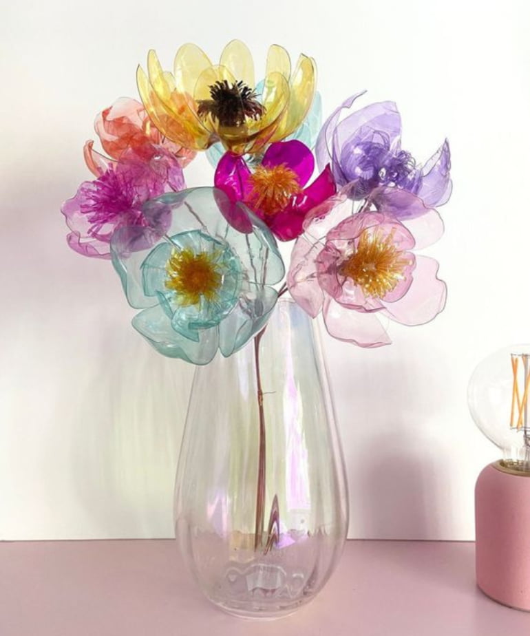 vaso de flores de garrafa pet